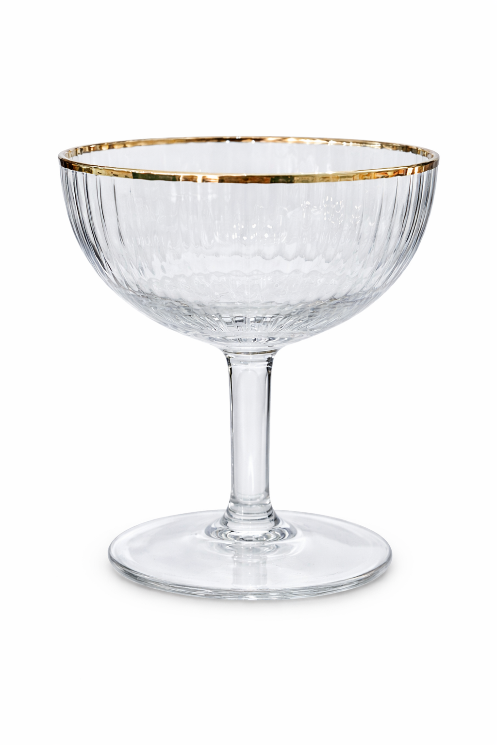 Edith Snifter Gold Rim Clear Ribbed Drinking Glass