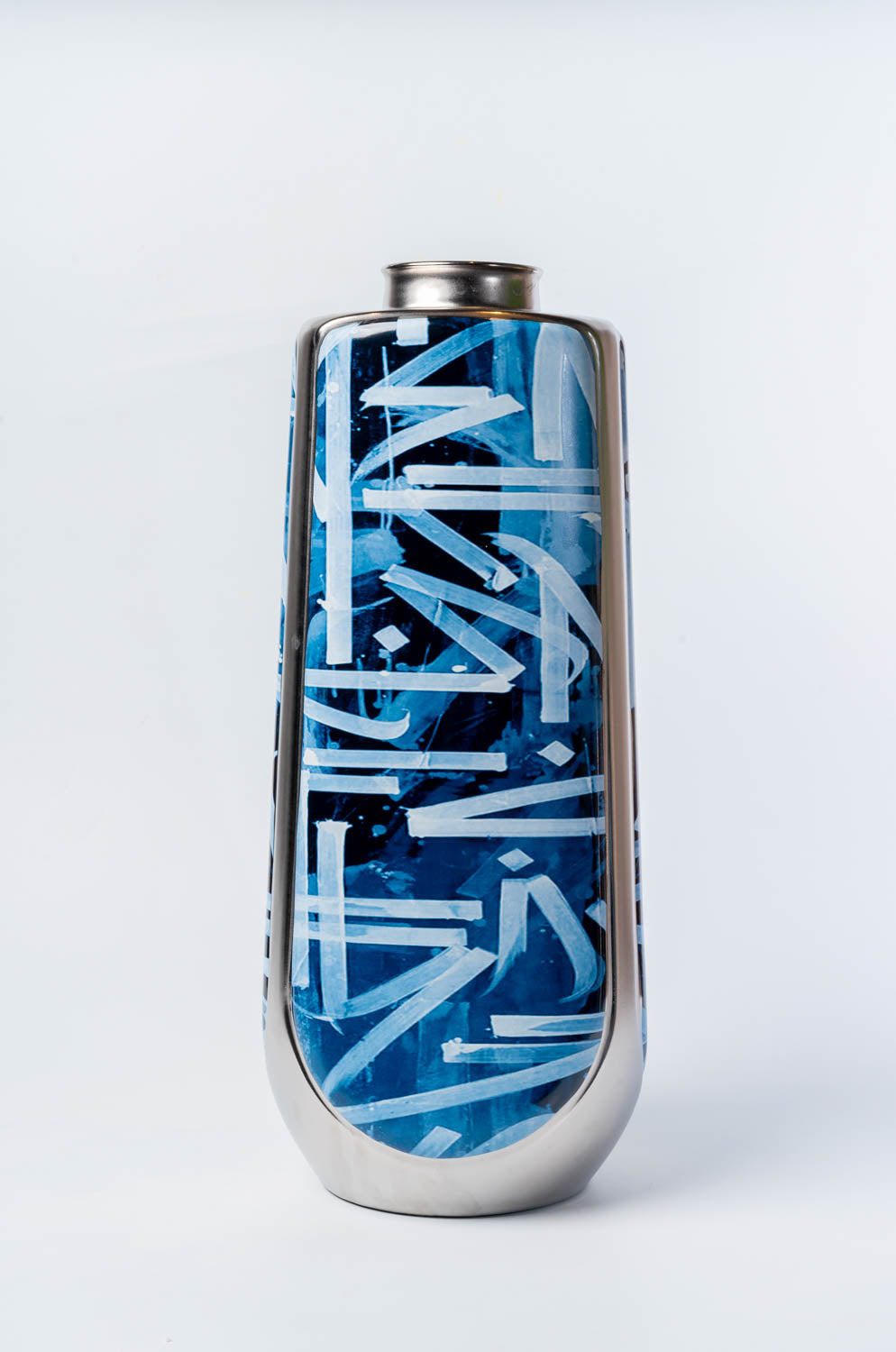 Azure Indigo Script Vase Tall