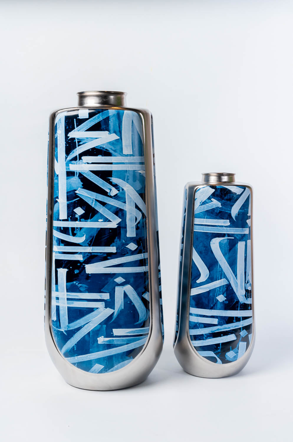 Azure Indigo Script Vase Tall