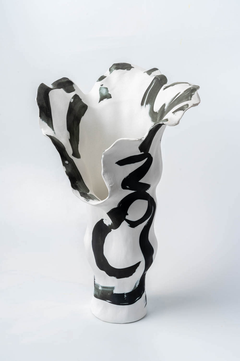 Abstract Obsidian Brushstroke Vase