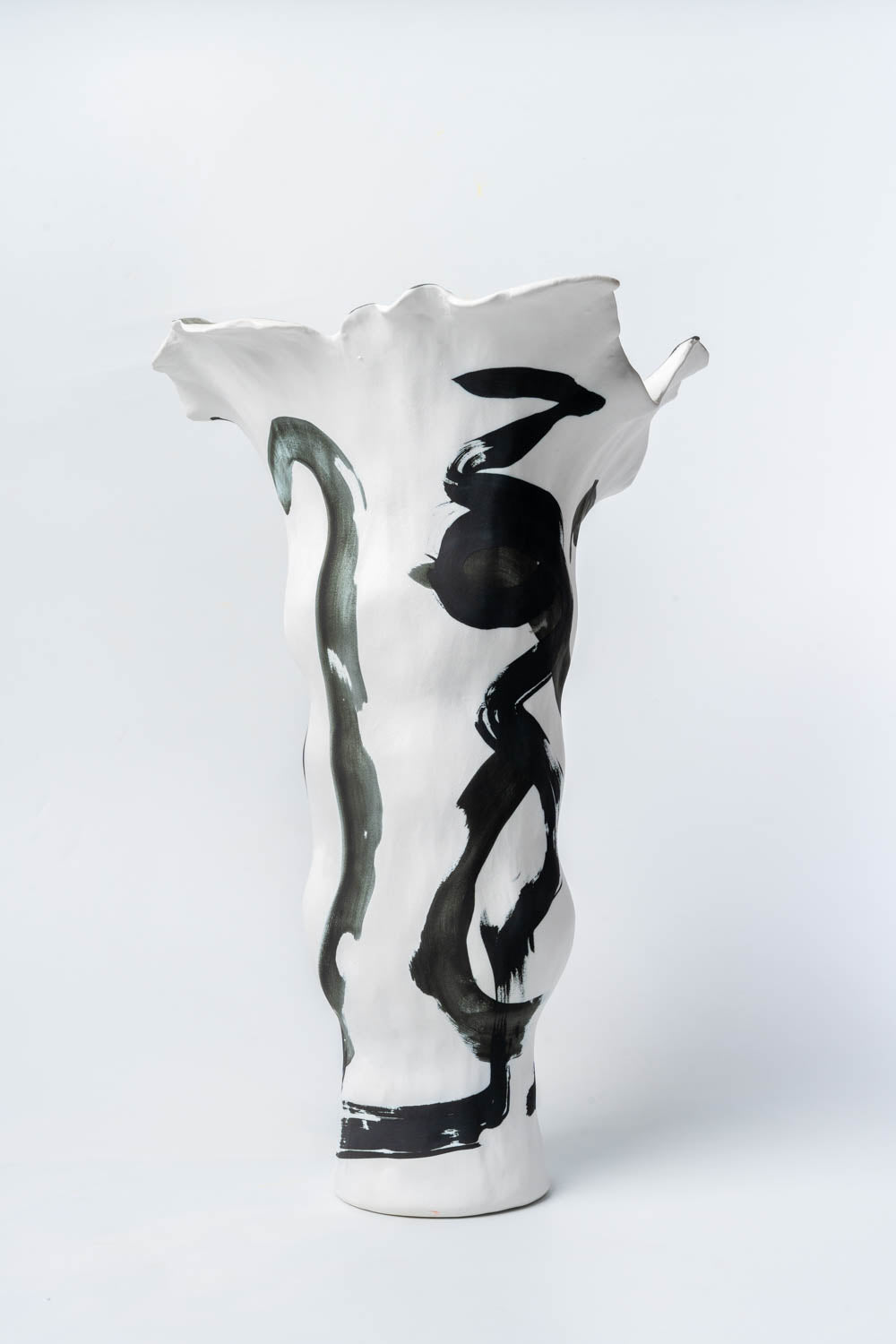 Abstract Obsidian Brushstroke Vase