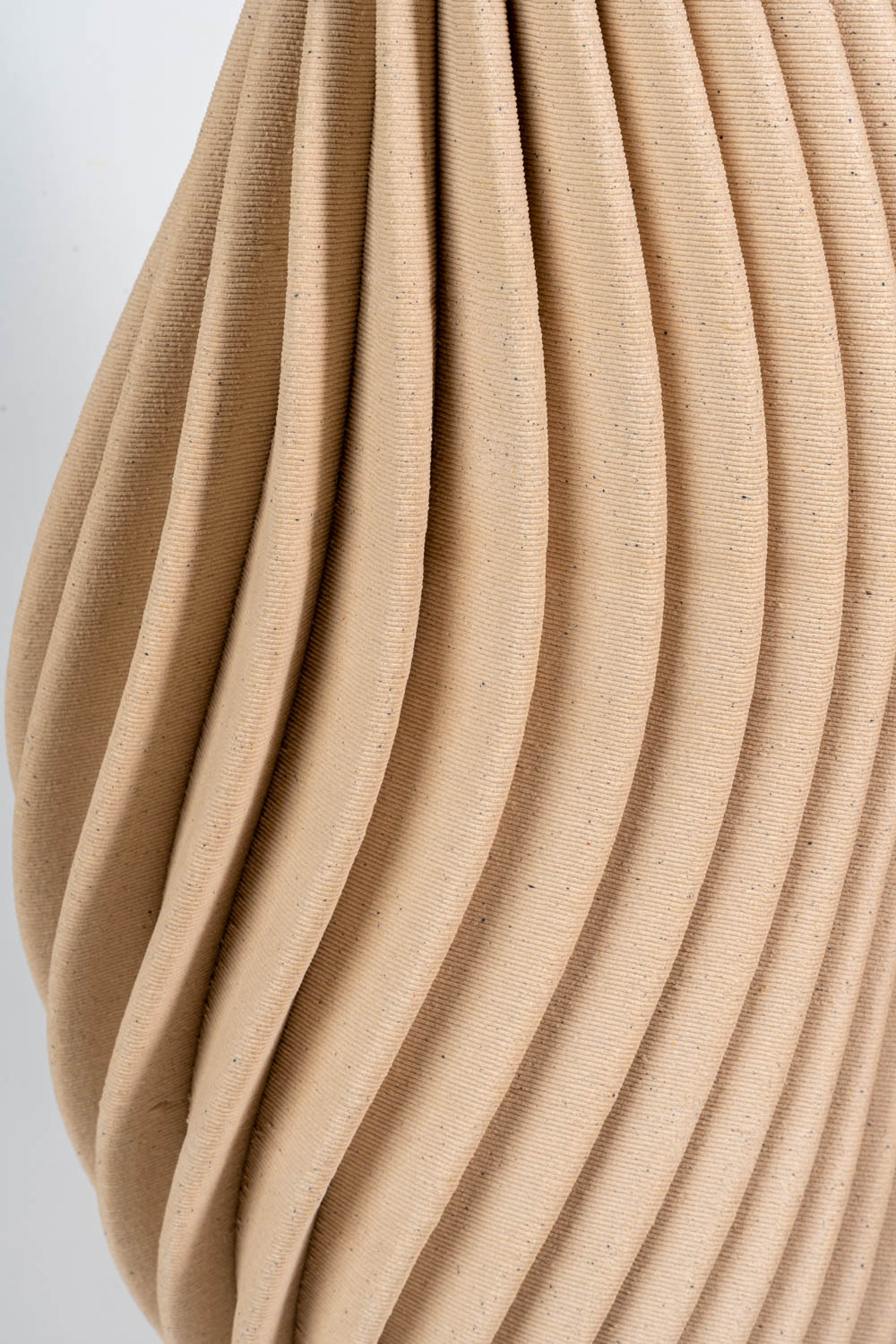 Helical Drift Beige Pleated Ceramic Vase