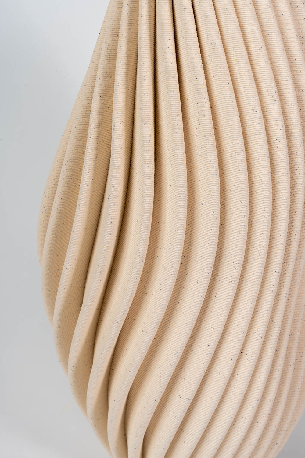 Helical Drift Beige Pleated Ceramic Vase