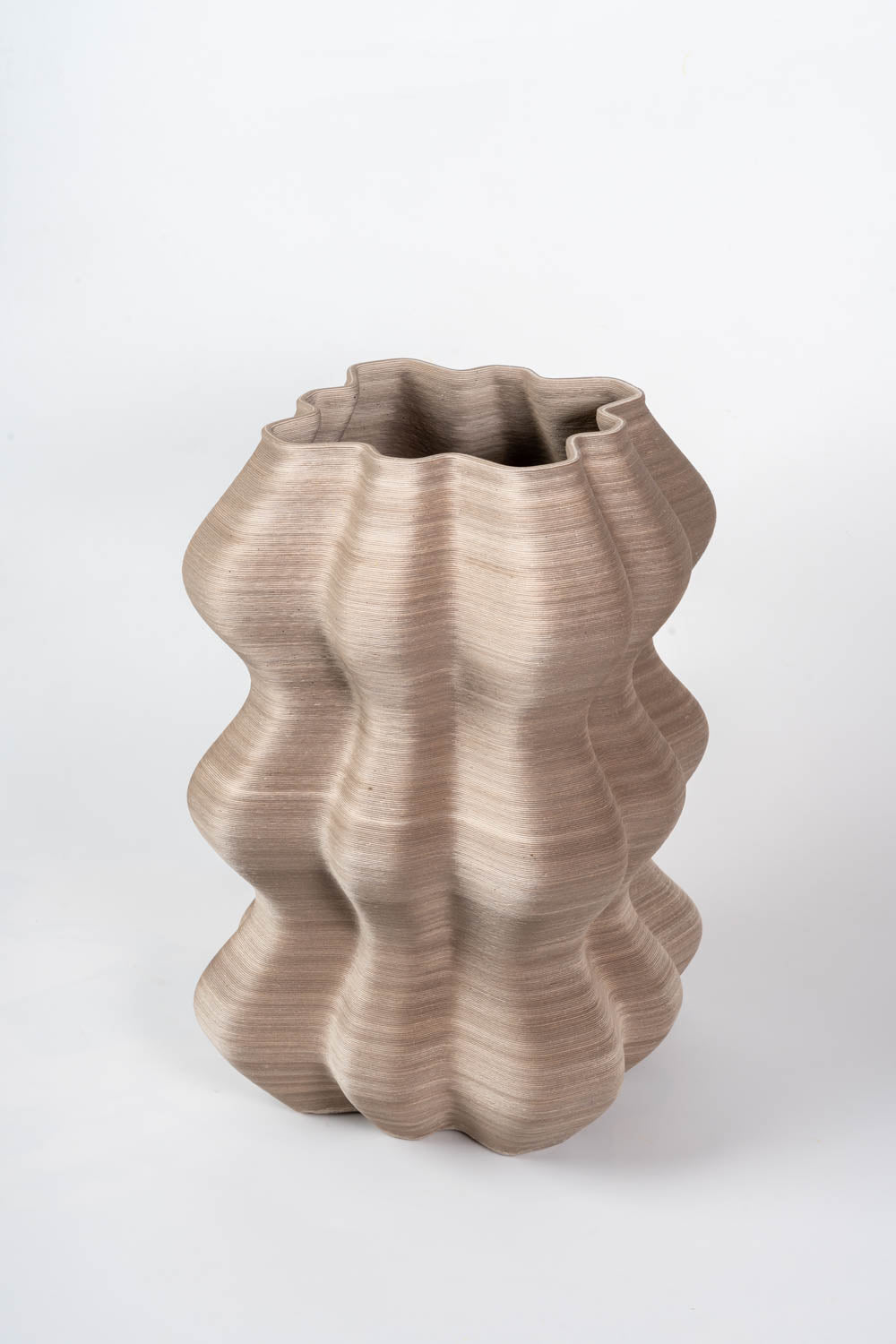 Rippled Taupe Sculptural Vase