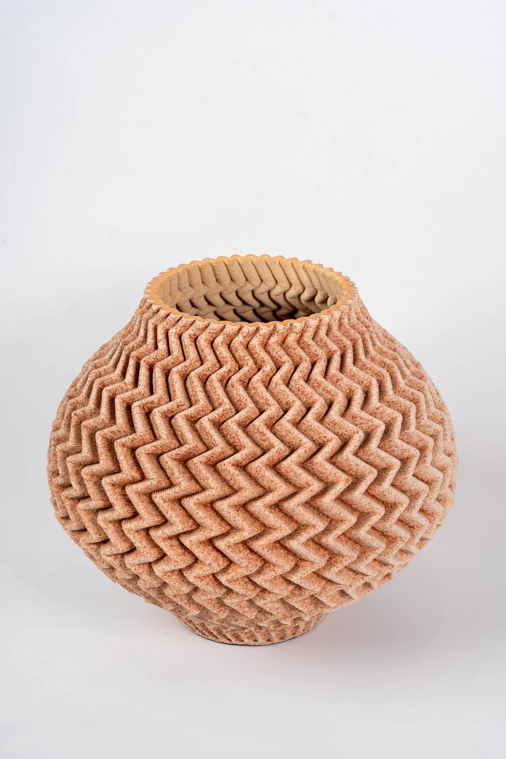 Terracotta Chevron Textured Sculptural Vase