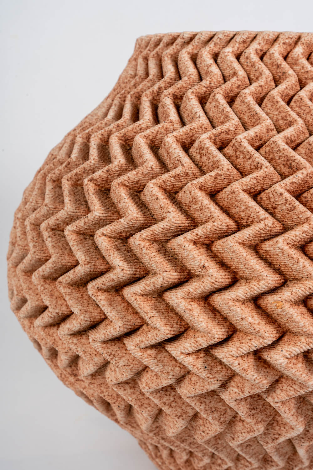 Terracotta Chevron Textured Sculptural Vase