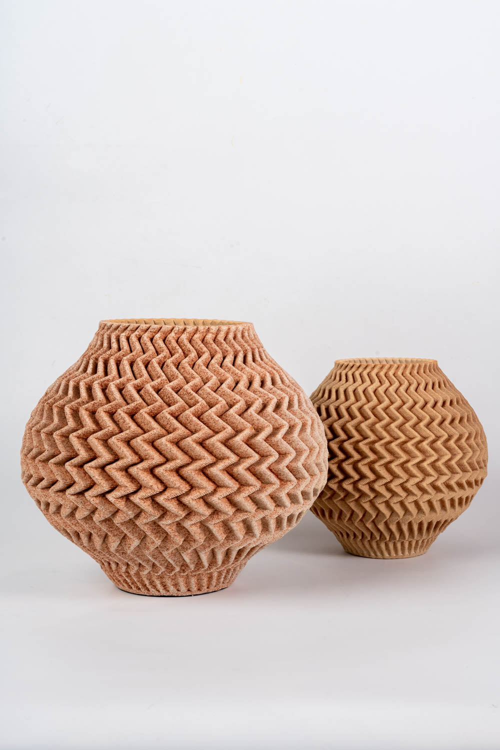 Terracotta Chevron Textured Sculptural Vase