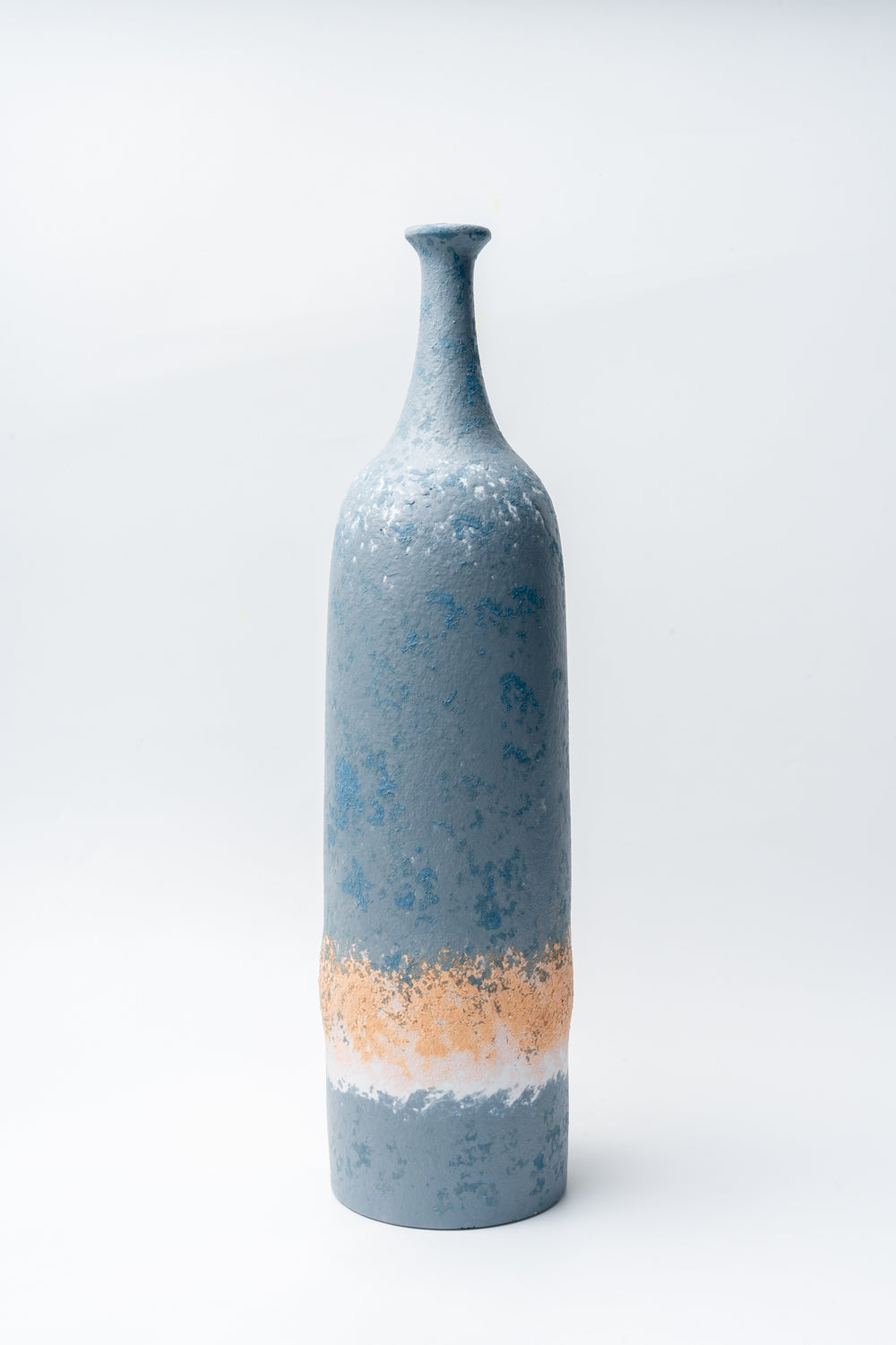 Azure Drift Textured Tall Sculptural Vase