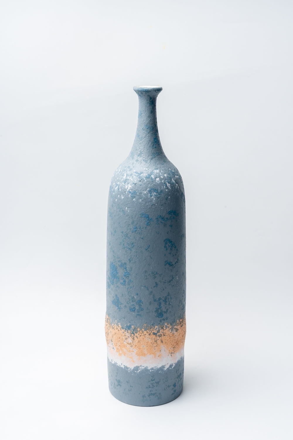Azure Drift Textured Tall Sculptural Vase