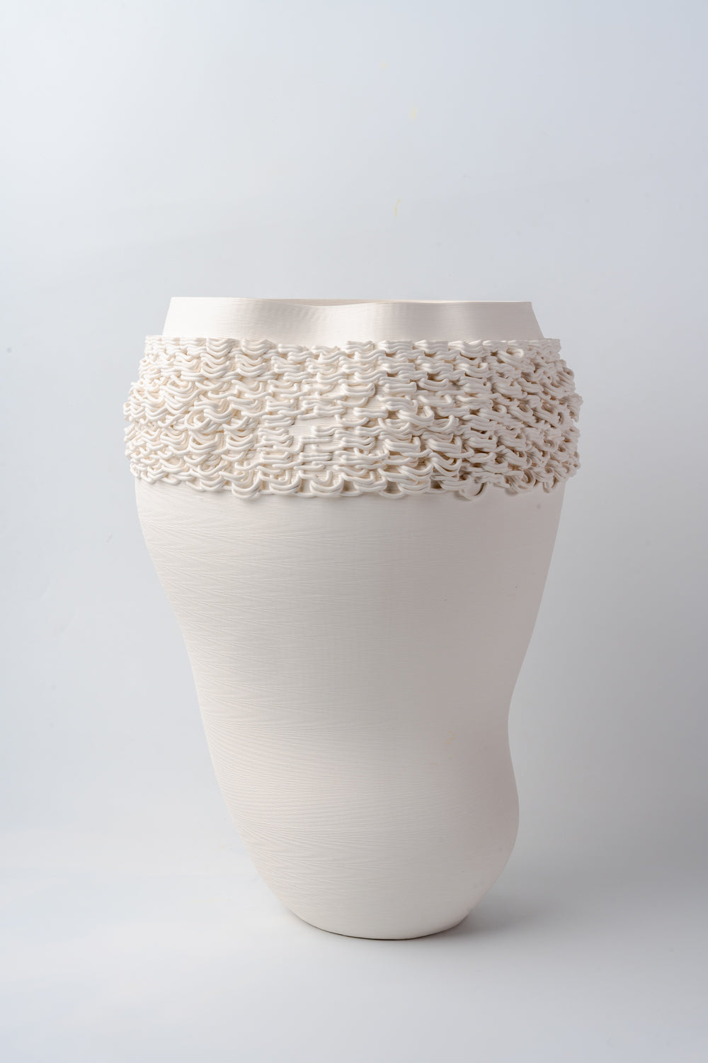 Ivory Lattice Textured Small Sculptural Vase