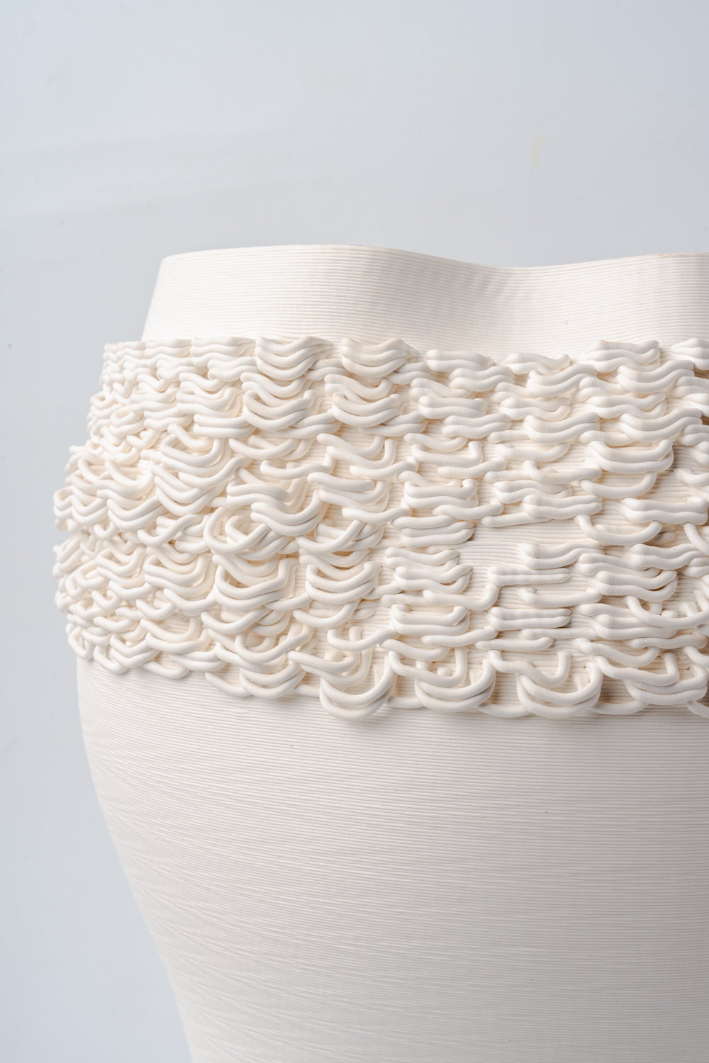 Ivory Lattice Textured Big Sculptural Vase