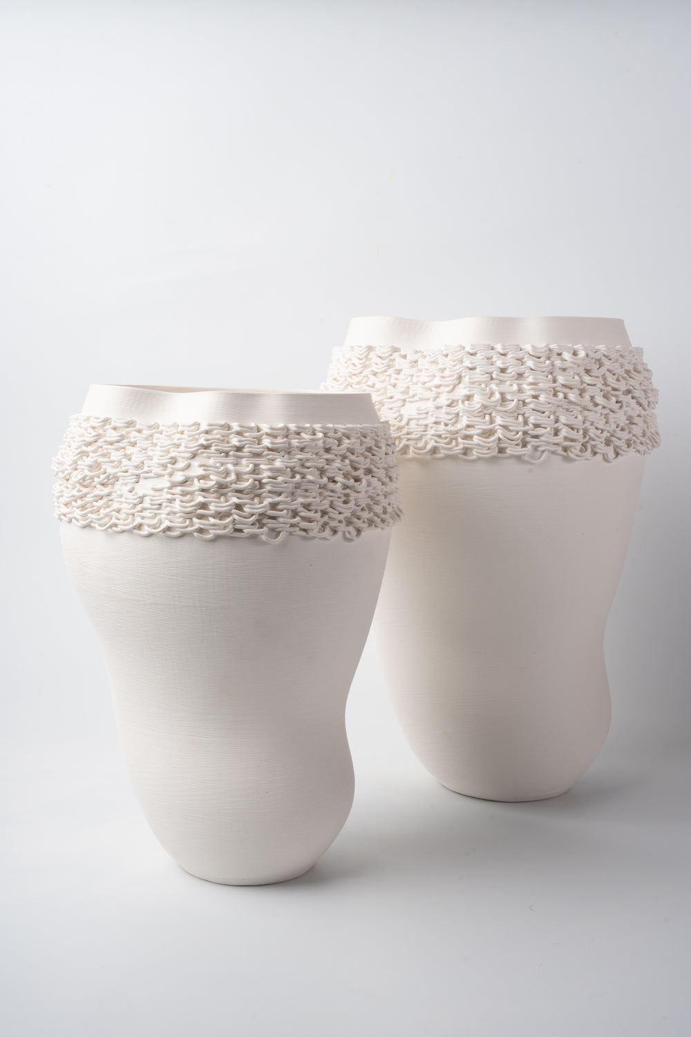 Ivory Lattice Textured Small Sculptural Vase