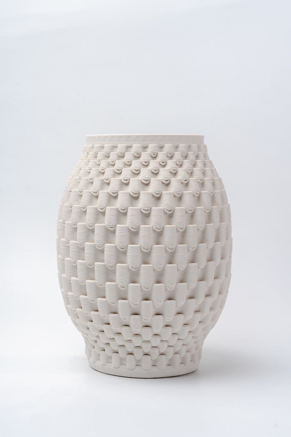Ivory Scalloped Weave Textured Vase