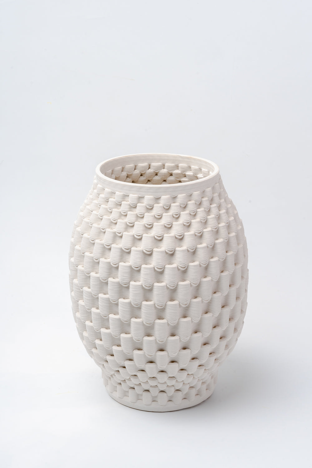Ivory Scalloped Weave Textured Vase