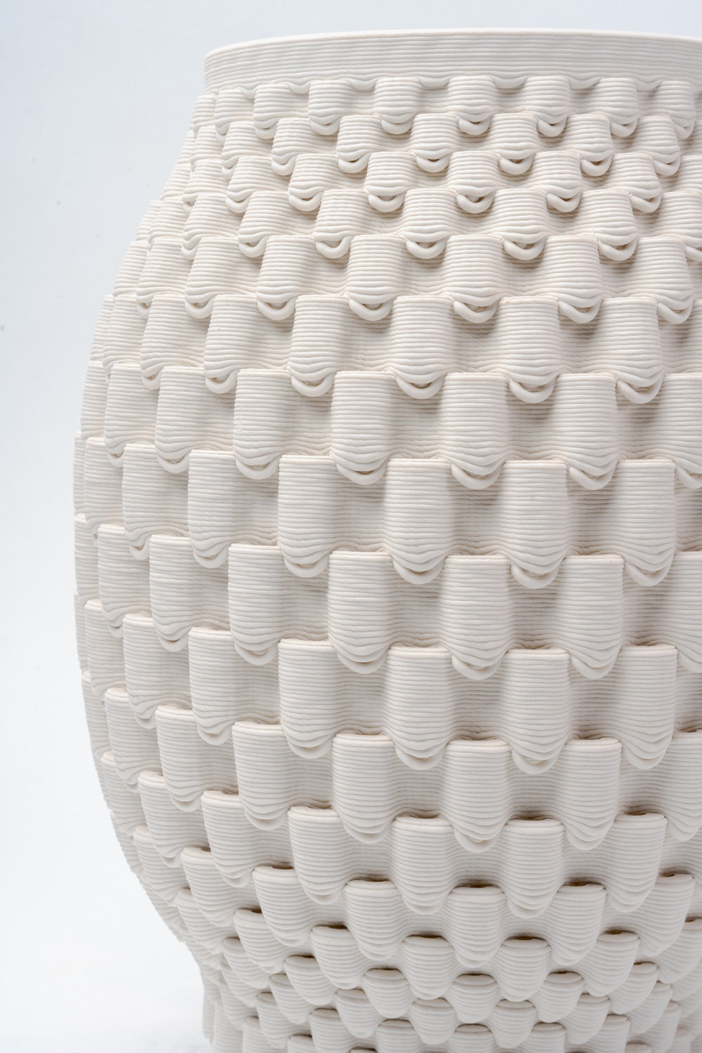 Ivory Scalloped Weave Textured Vase