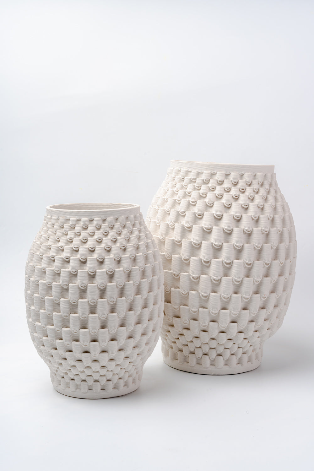 Ivory Scalloped Weave Textured Vase