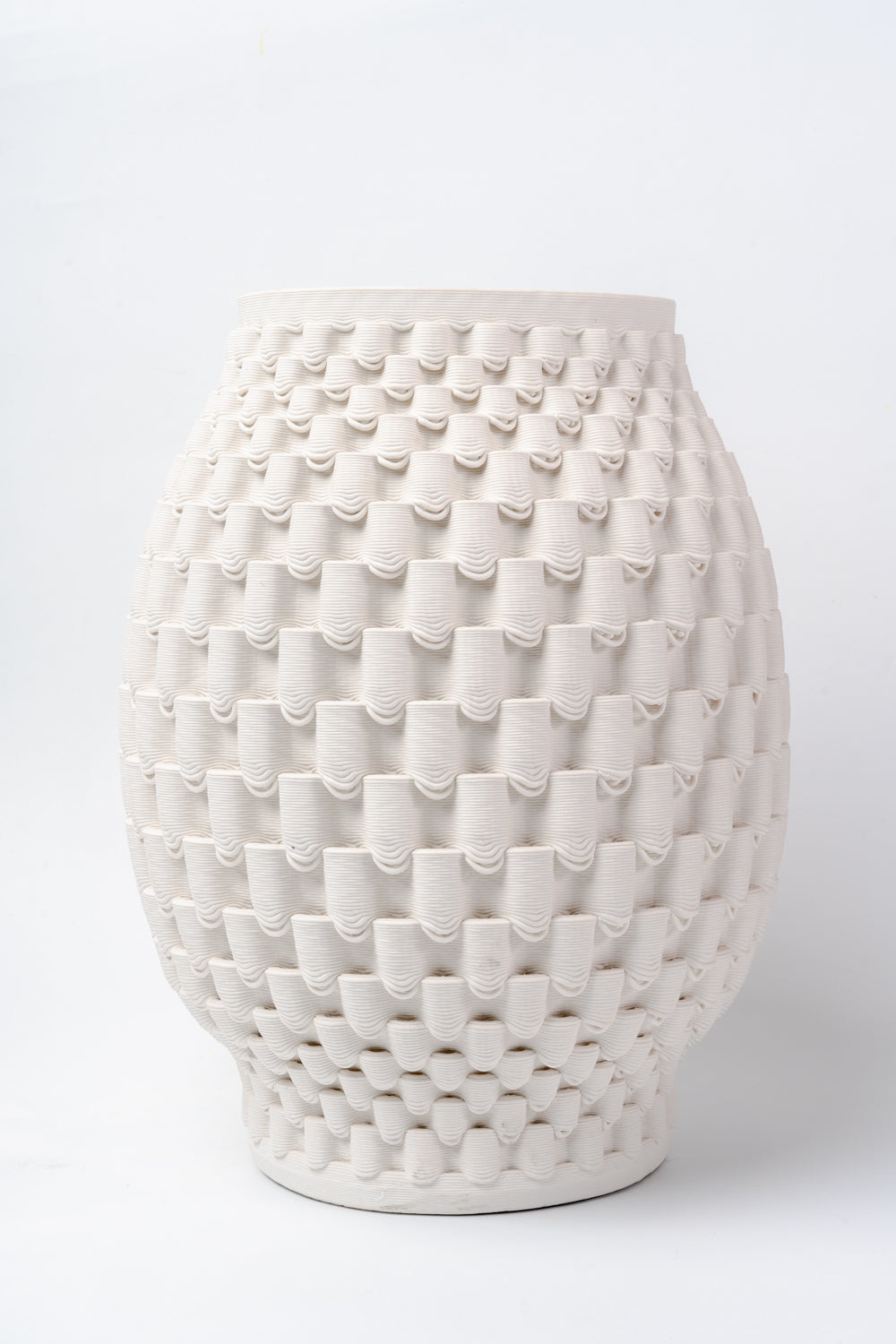 Ivory Scalloped Weave Textured Vase