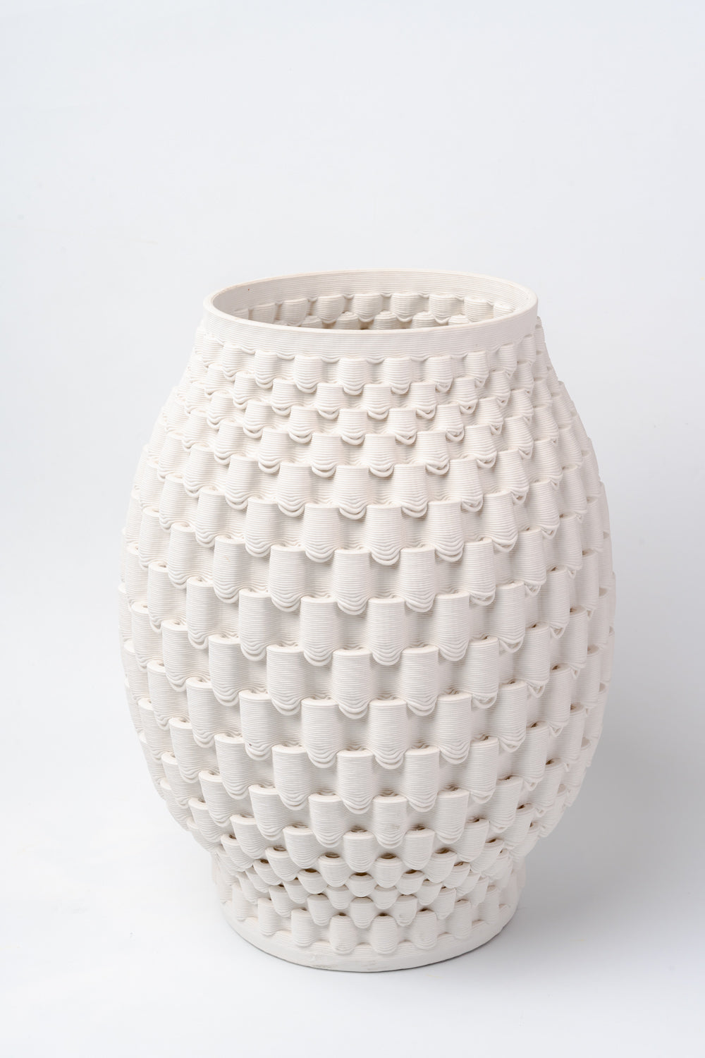 Ivory Scalloped Weave Textured Vase