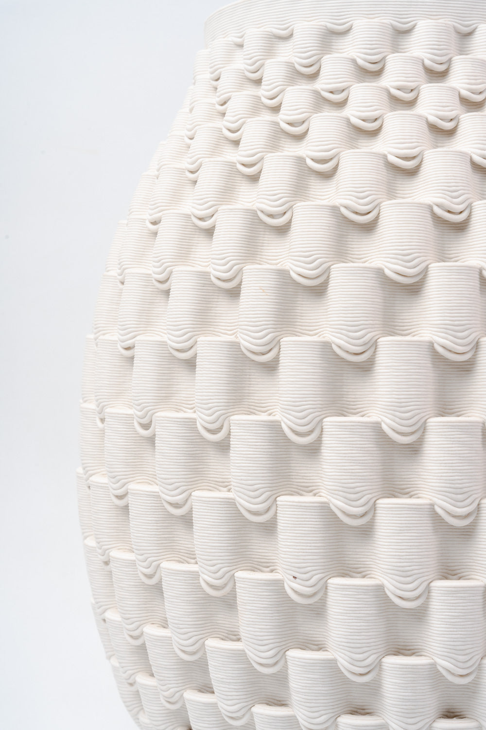 Ivory Scalloped Weave Textured Vase