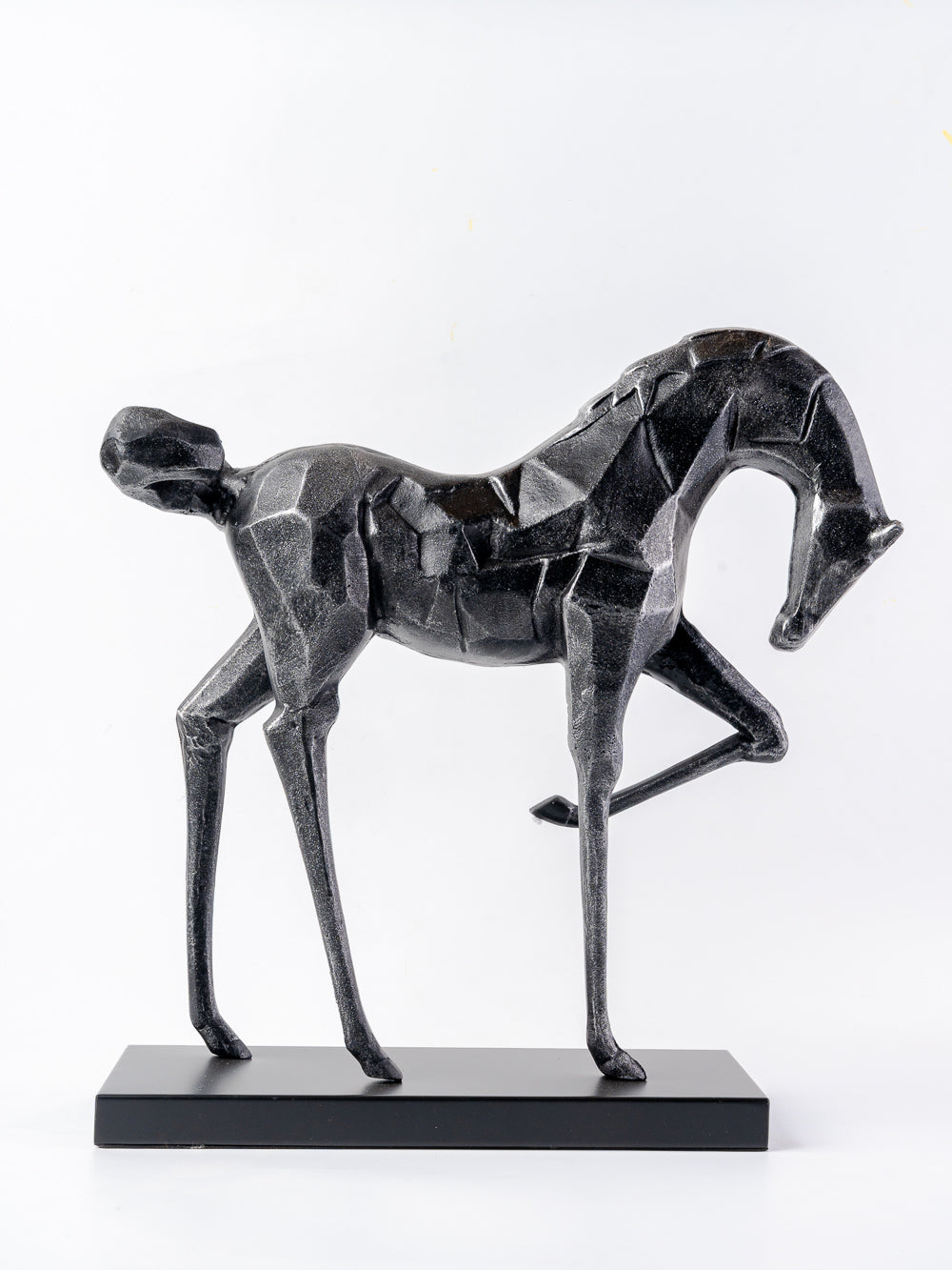 The Poised Stallion Black Horse Sculpture