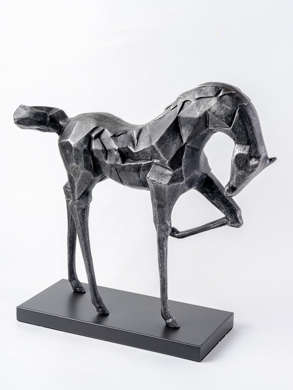 The Poised Stallion Black Horse Sculpture