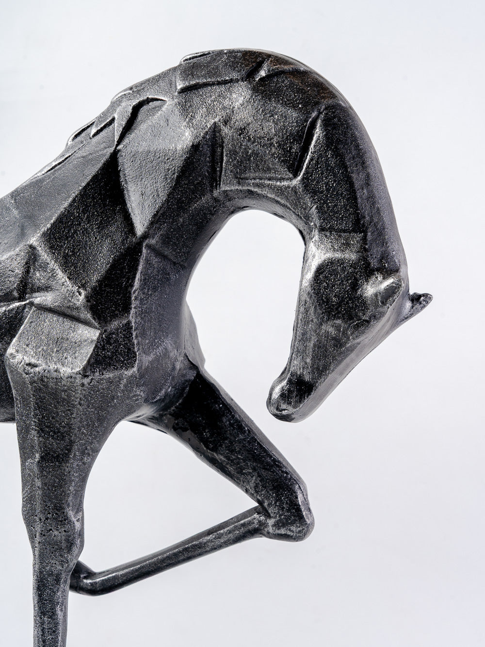 The Poised Stallion Black Horse Sculpture