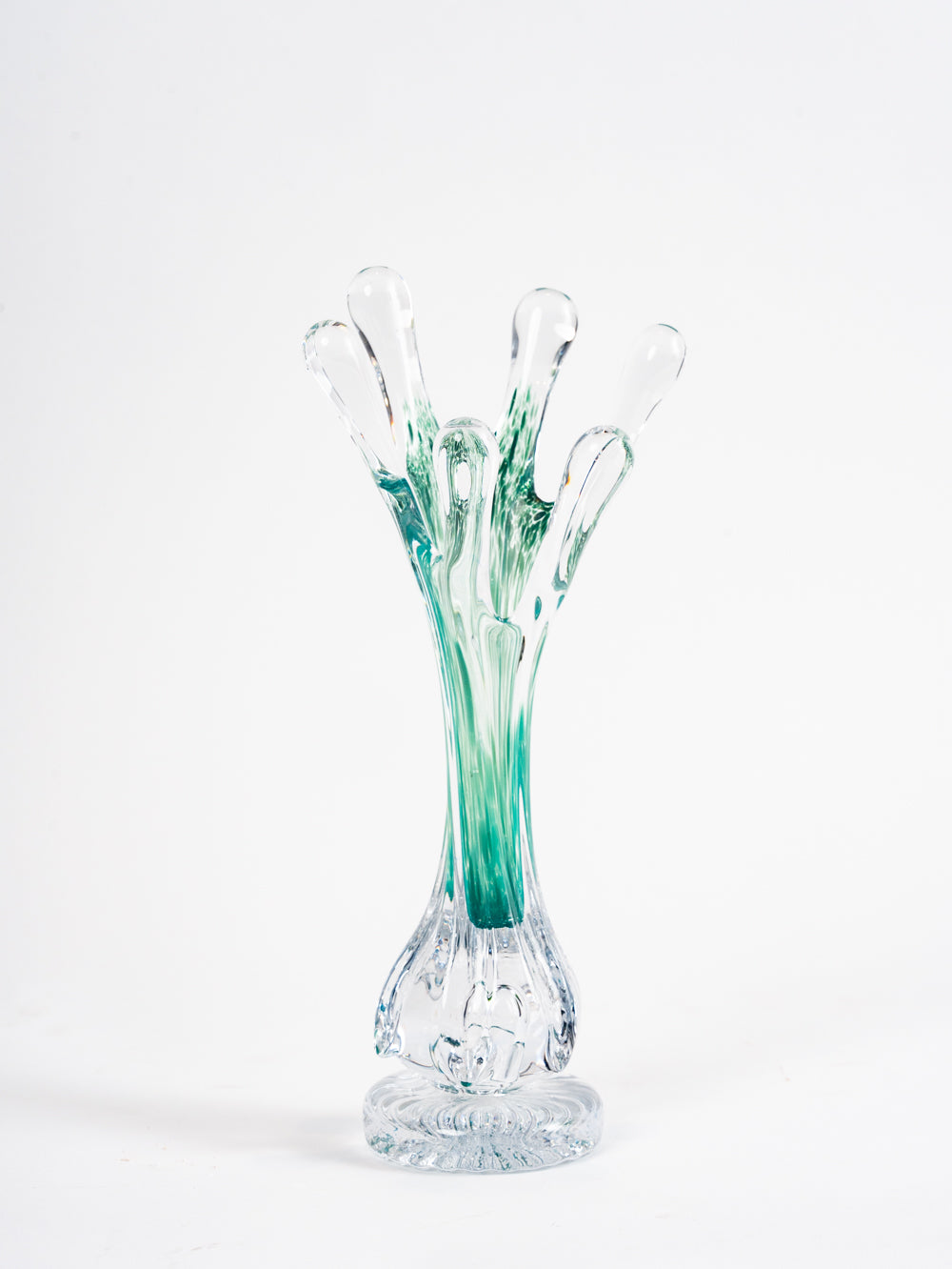 ROOT VASE MEDIUM CLEAR AND GREEN VASE ART DÉCOR OBJECT