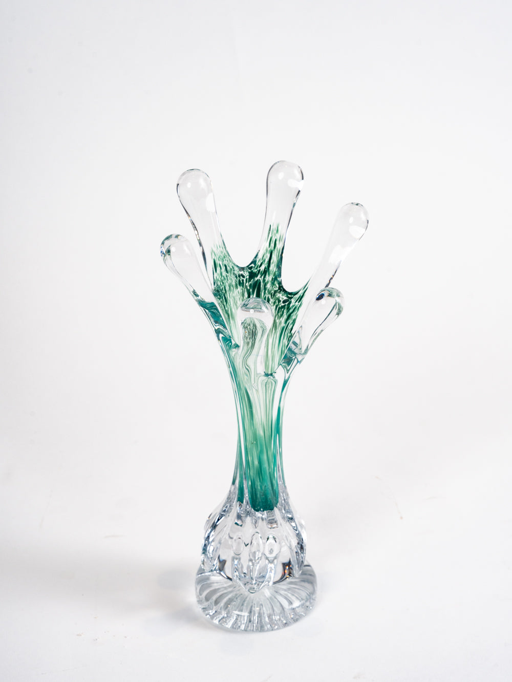 ROOT VASE MEDIUM CLEAR AND GREEN VASE ART DÉCOR OBJECT