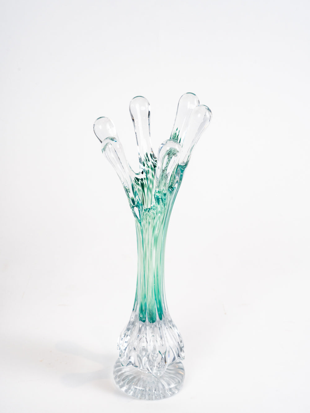 ROOT VASE LONG CLEAR AND GREEN VASE ART DÉCOR OBJECT