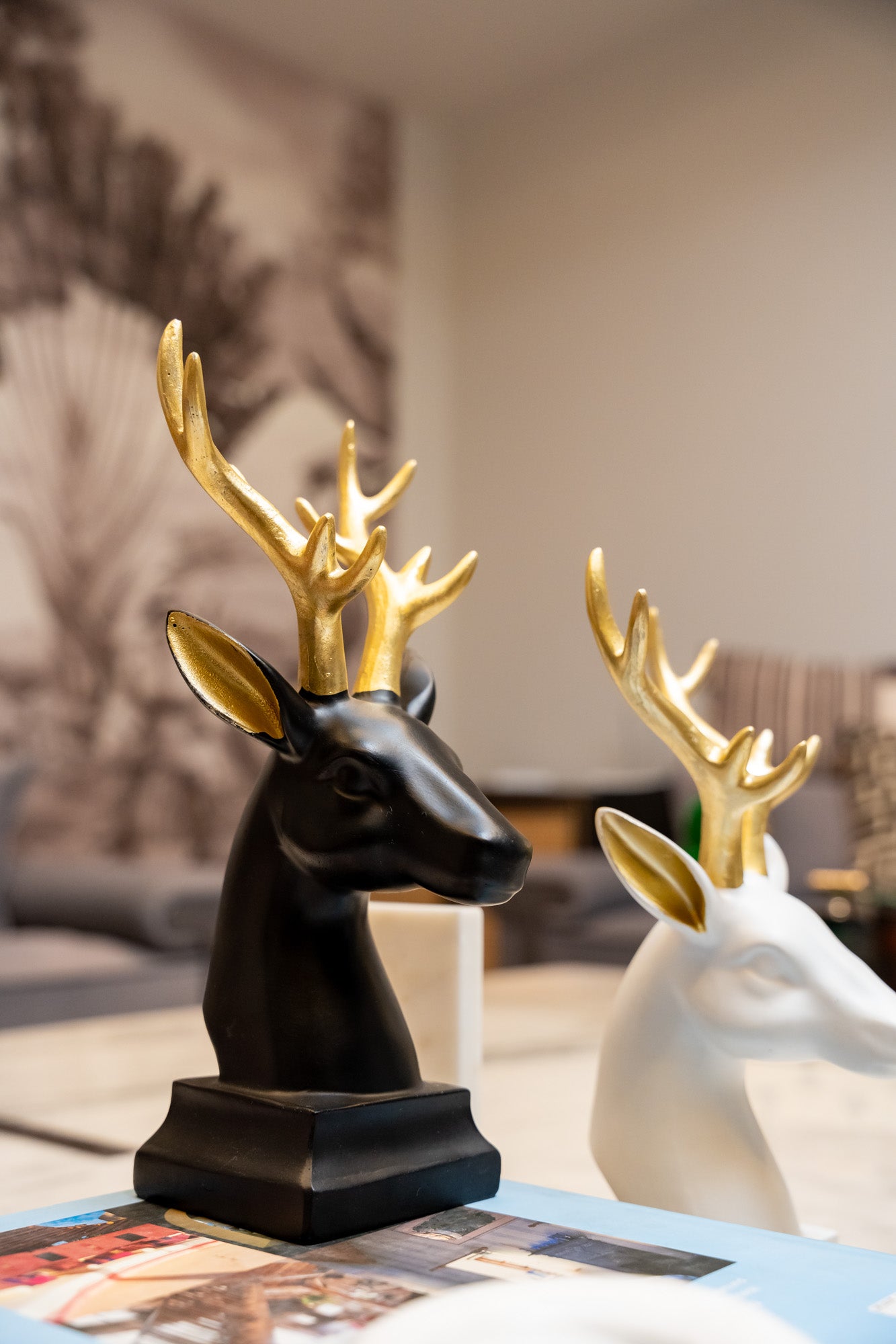 Reindeer Monochrome Black Figurines Decor Object