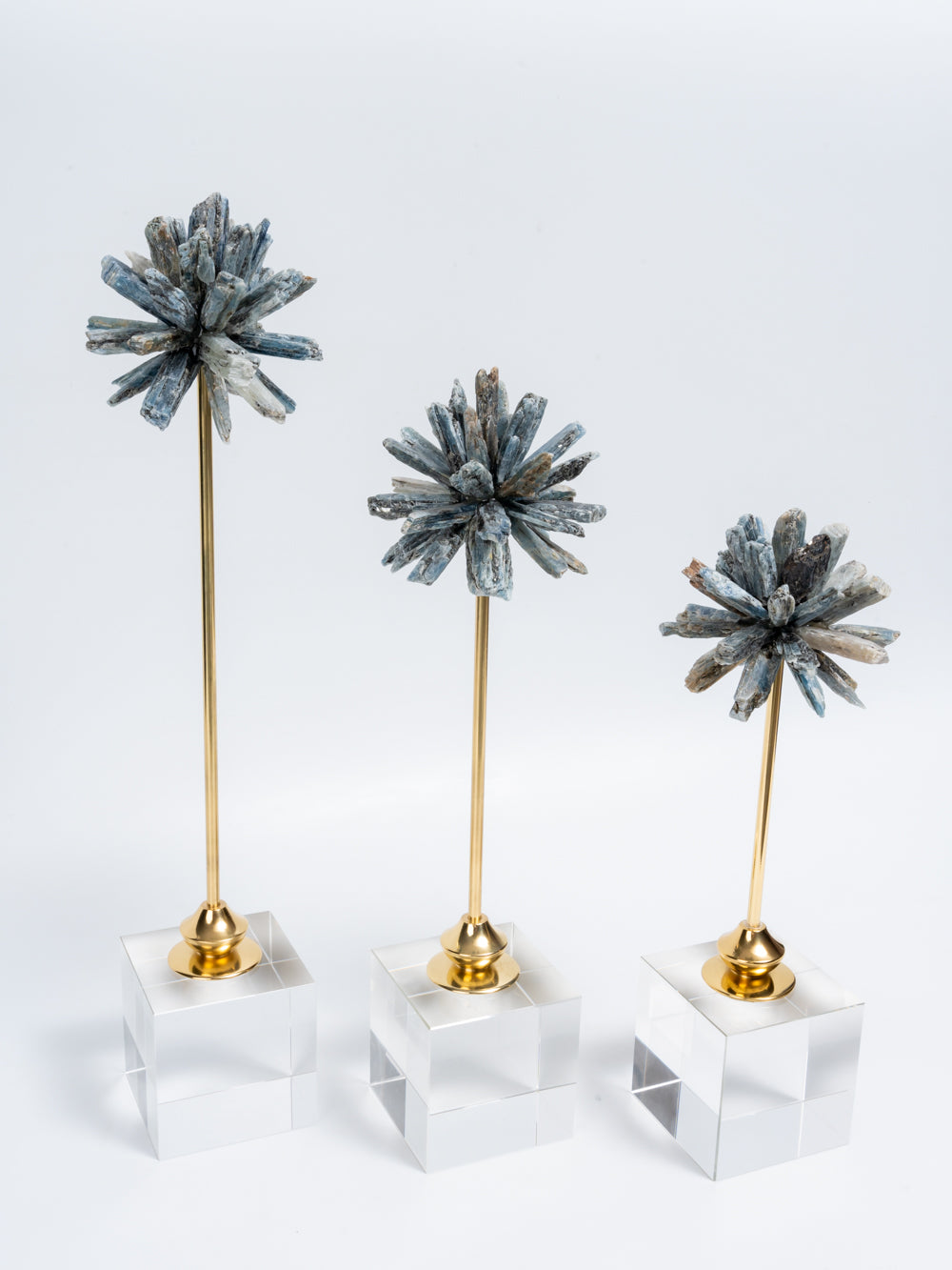Celestia Set of 3 Blue Crystal Bloom Sculptures