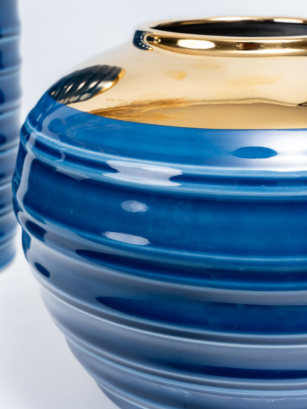 Midnight Aurora Blue Ceramic Vase Set