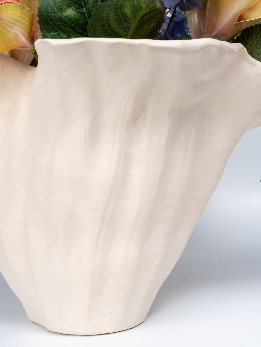 Waved Whisper Ivory Ceramic Vase