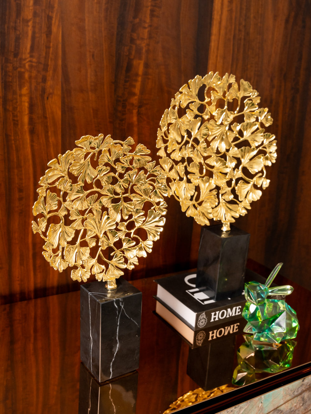Luxe Golden Ginko Leaf Art Sculpture Tall (Single)
