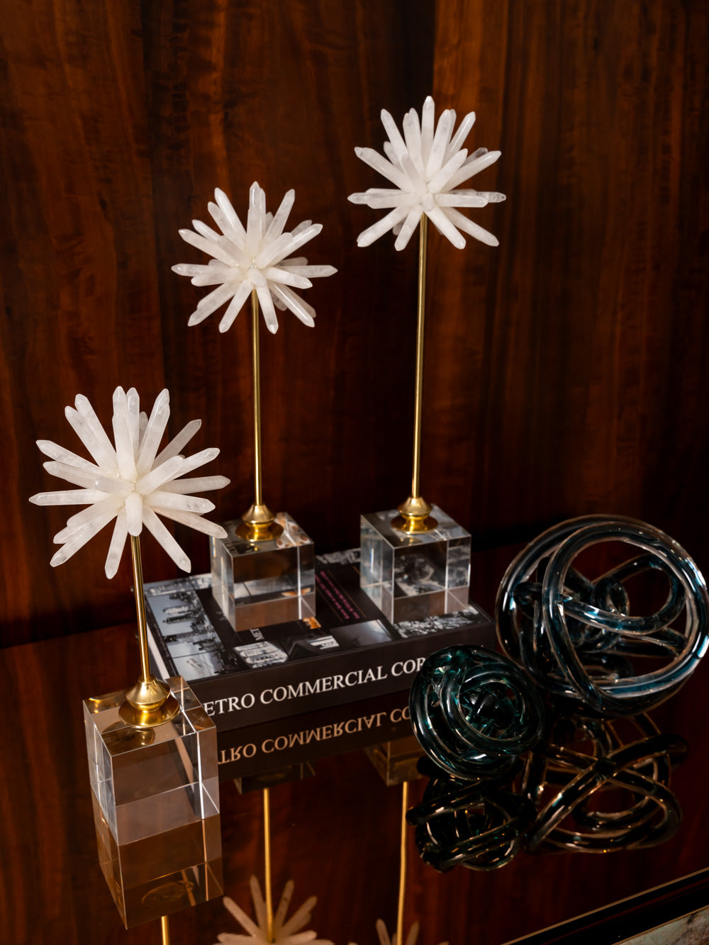 Celesta Trio White Crystal Sculptures