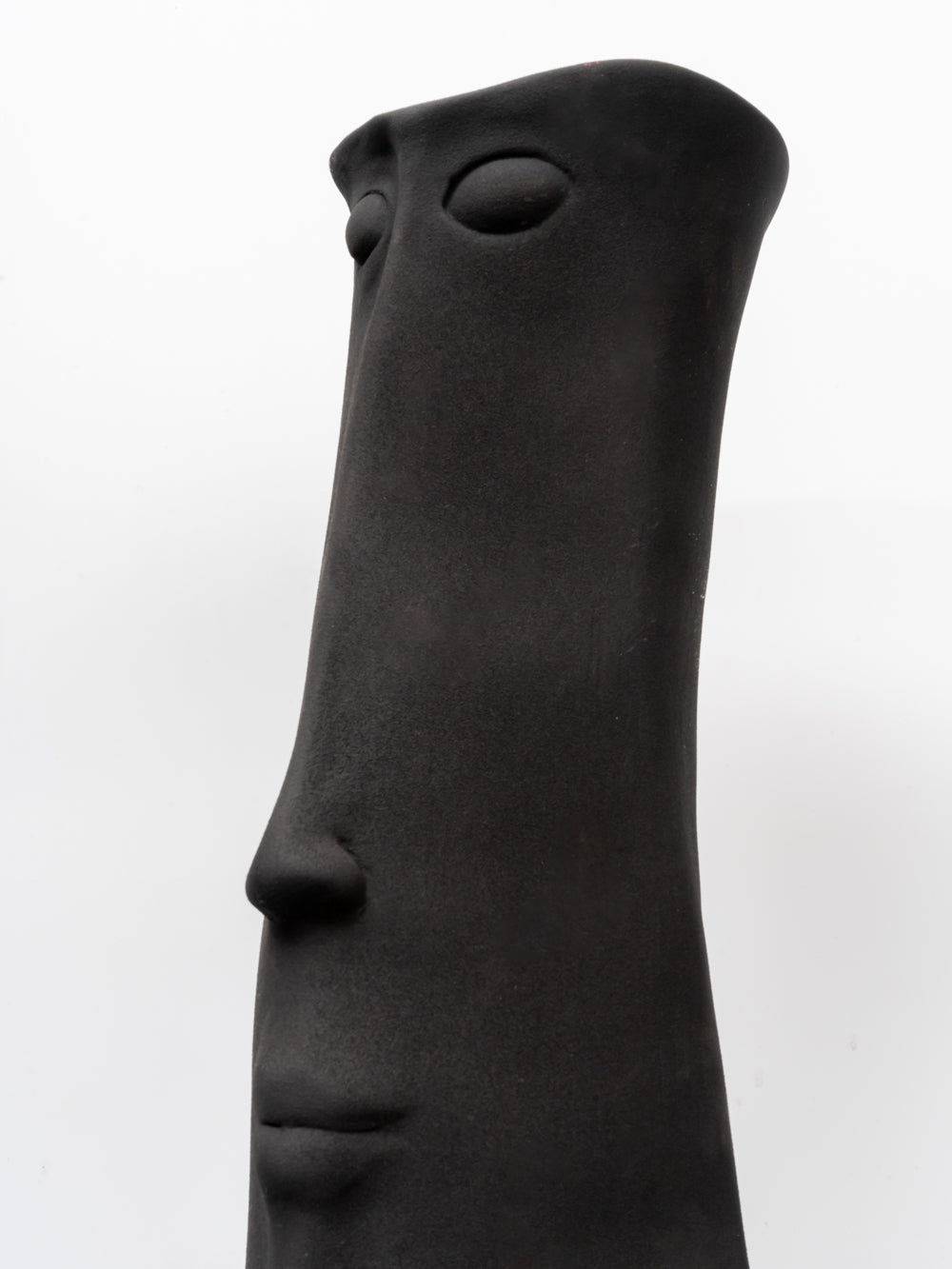 Noir Sentinel Abstract Face Vase