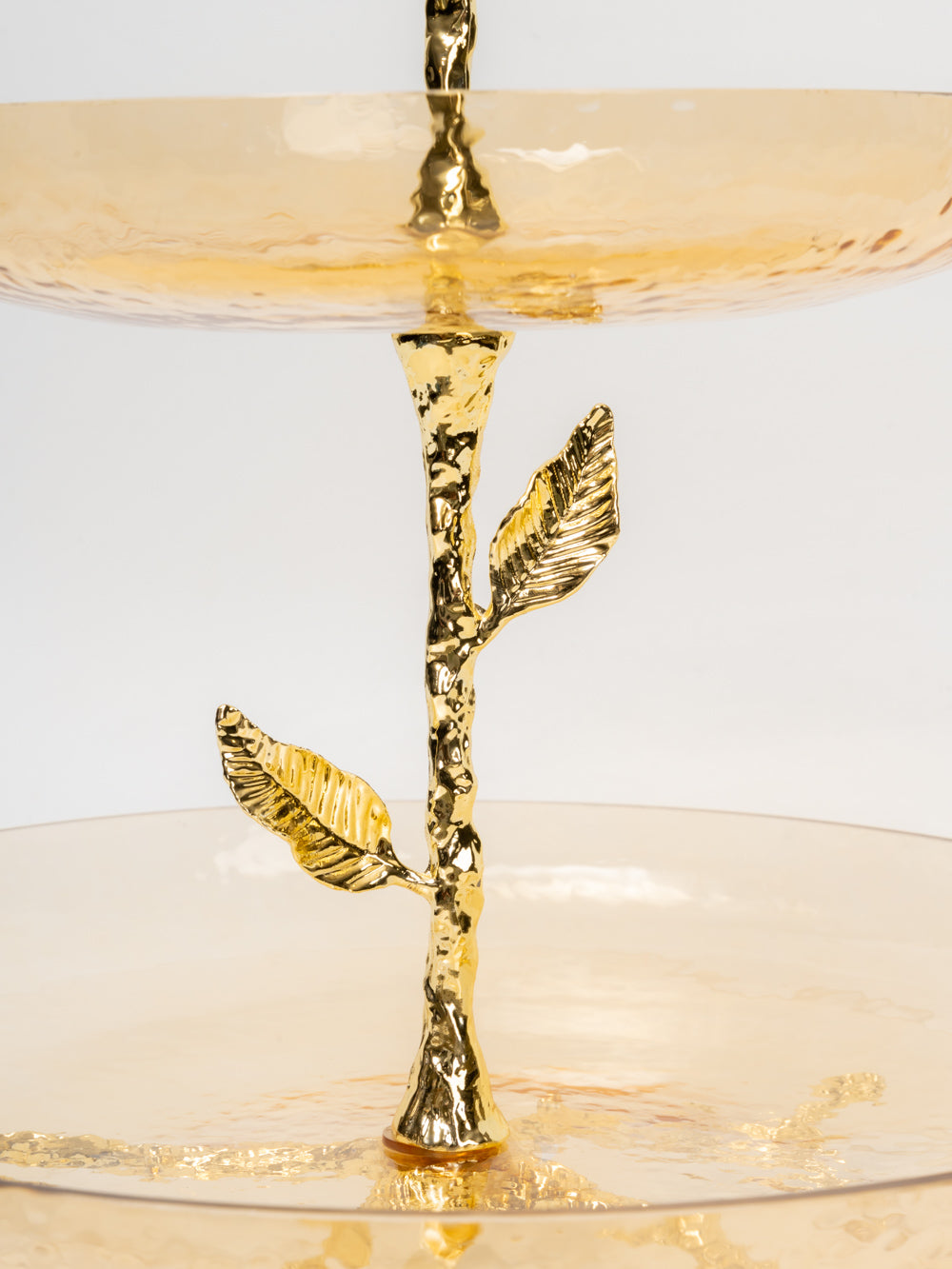 Amber Grove 2-Tier Glass & Gold Leaf Stand