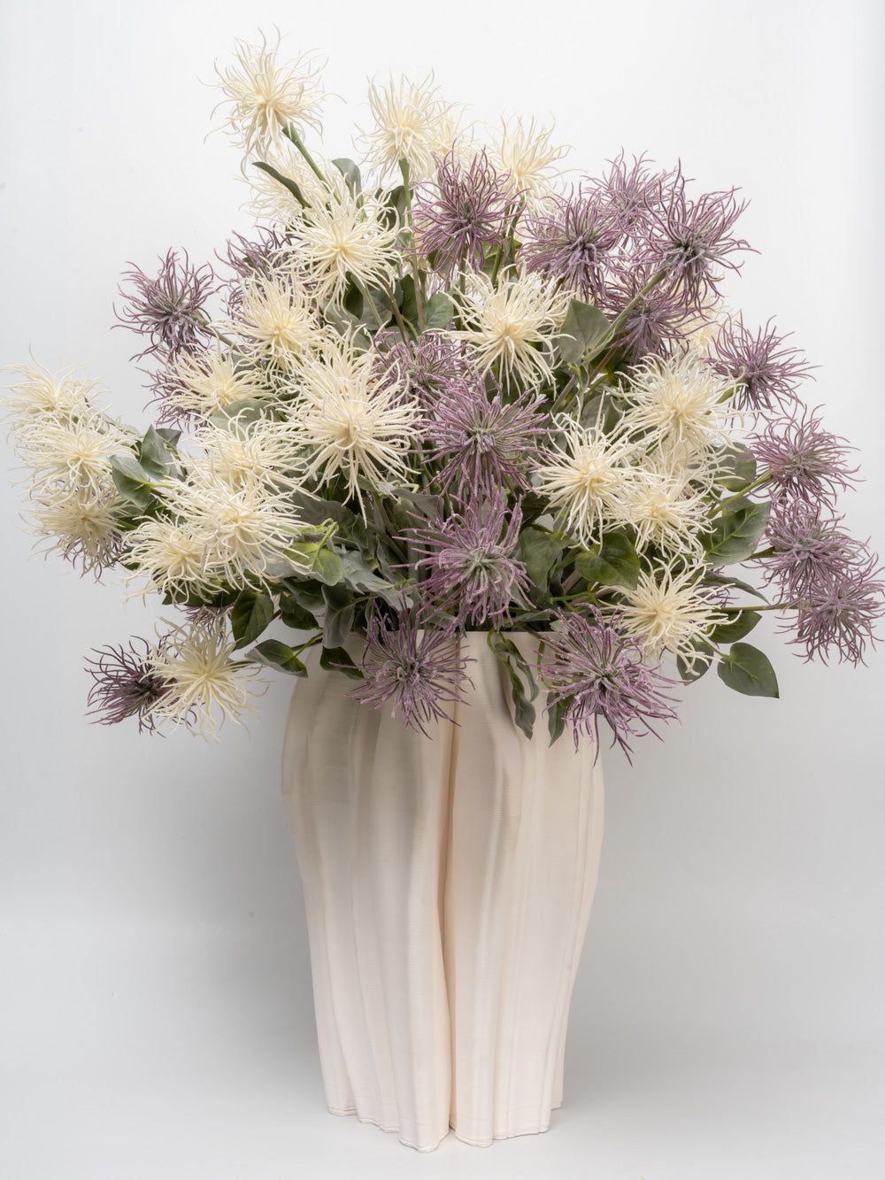 Ivory Drape Pleated Ceramic Vase