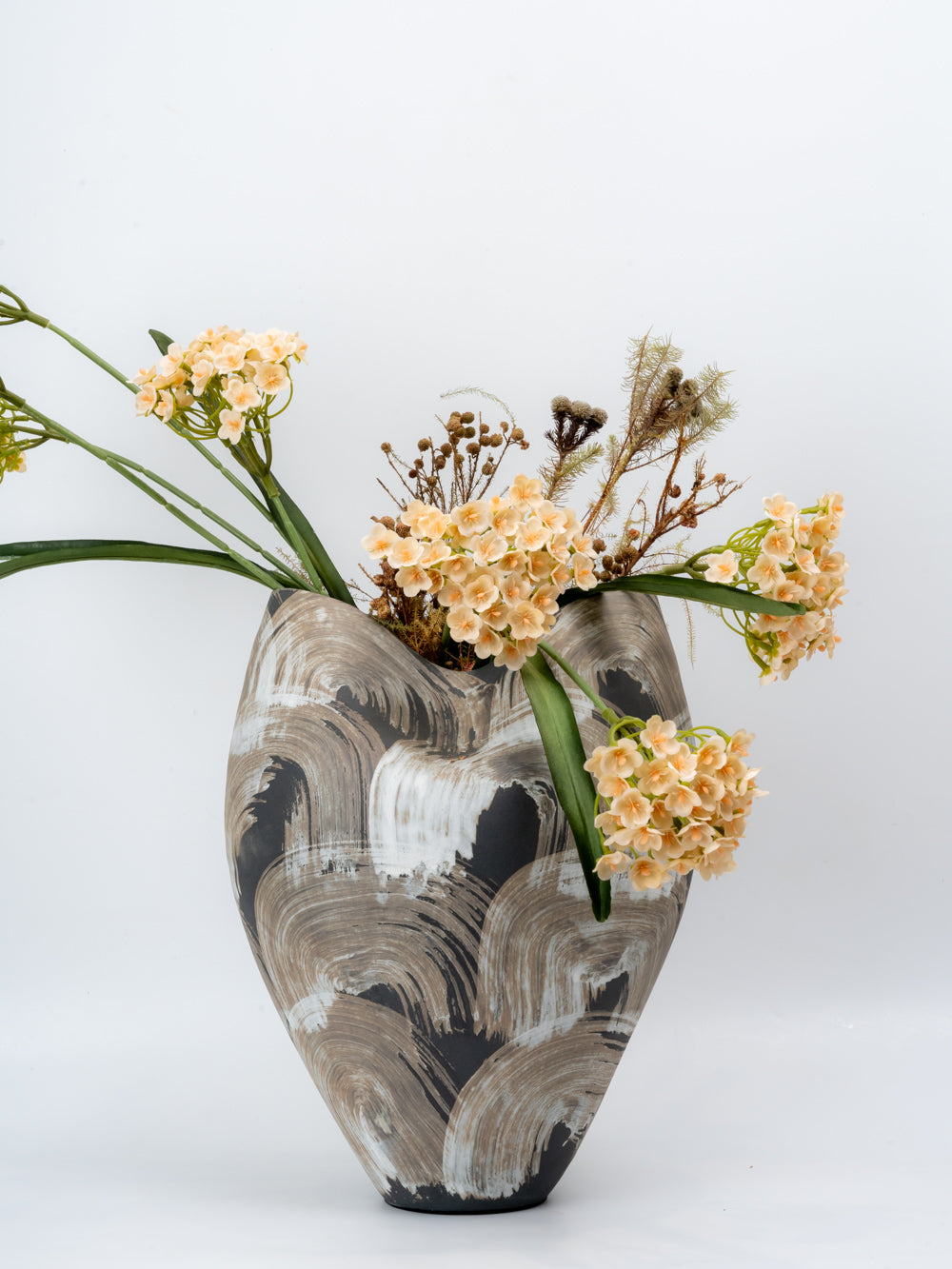 Monochrome Swirl Ceramic Vase