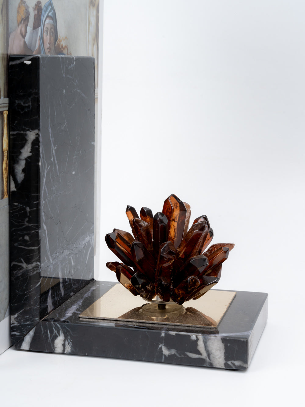 Luxe Crystal Crest Marble Bookends
