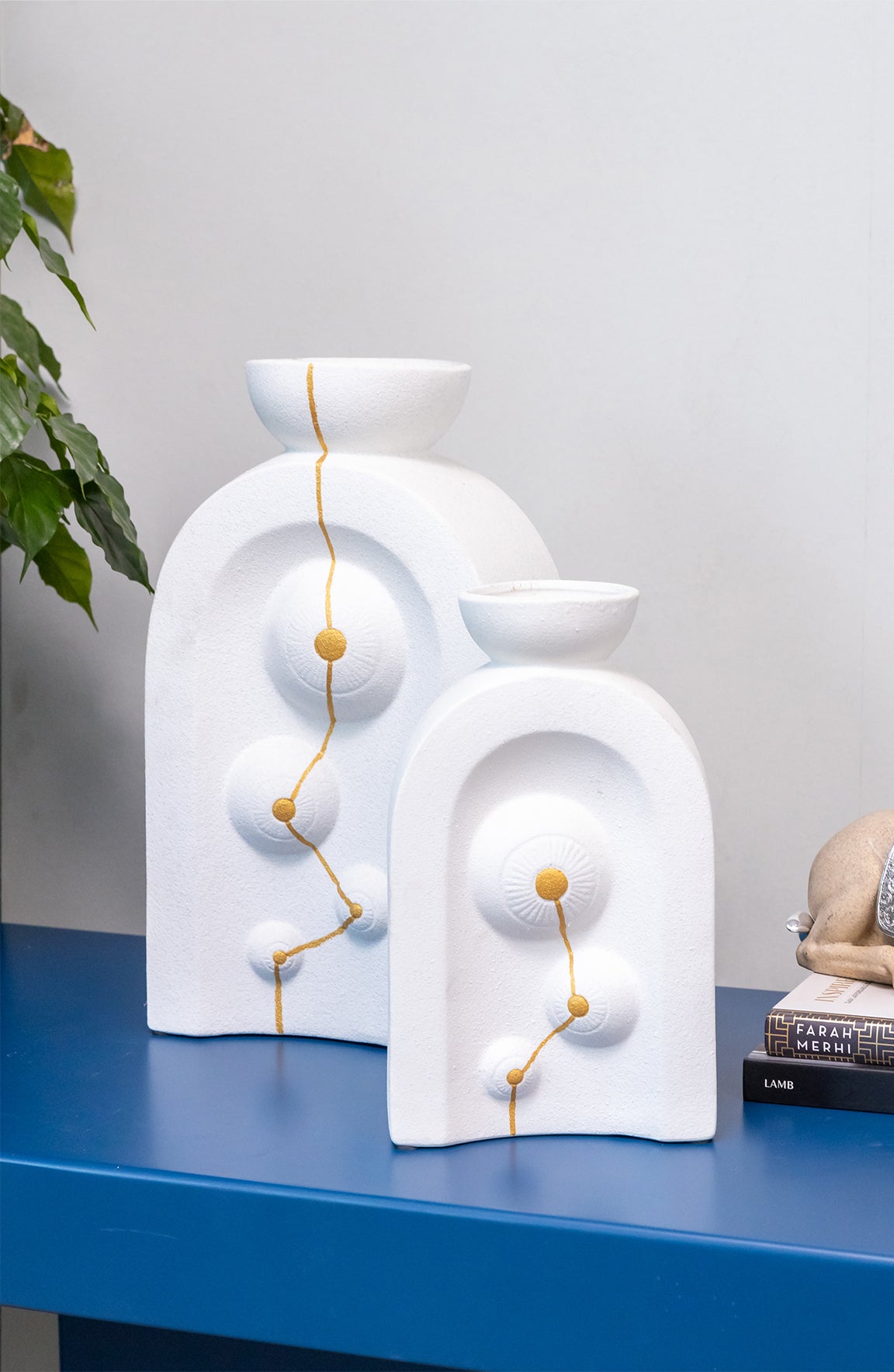 Artista Med Ivory Gold Ceramic Jar