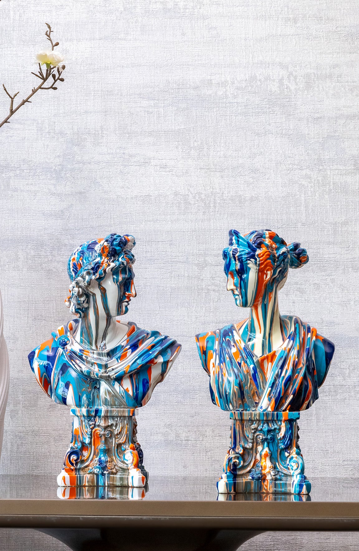 Floating Color Female Multicolor Classic Bust Sculpts Decor Object