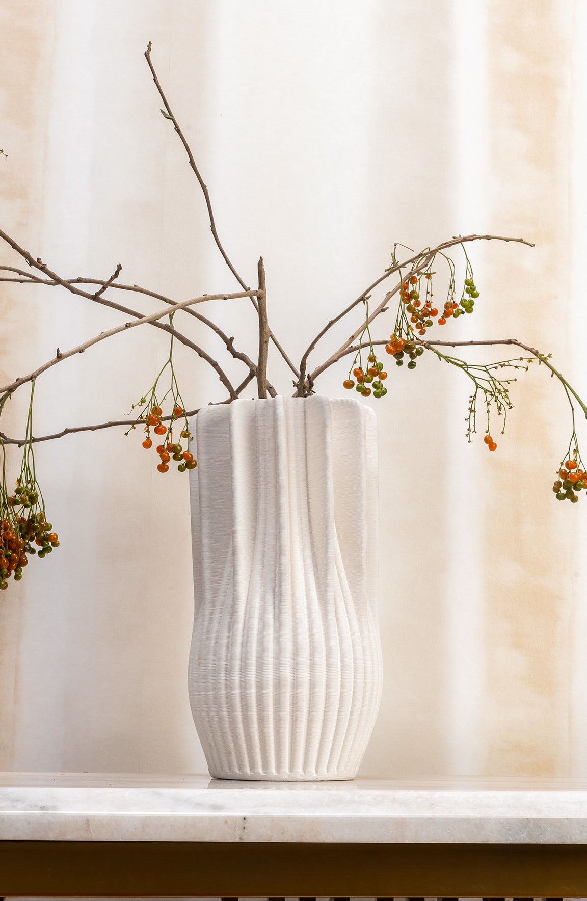 Visby Tall White 3D Printed Ceramic Vase