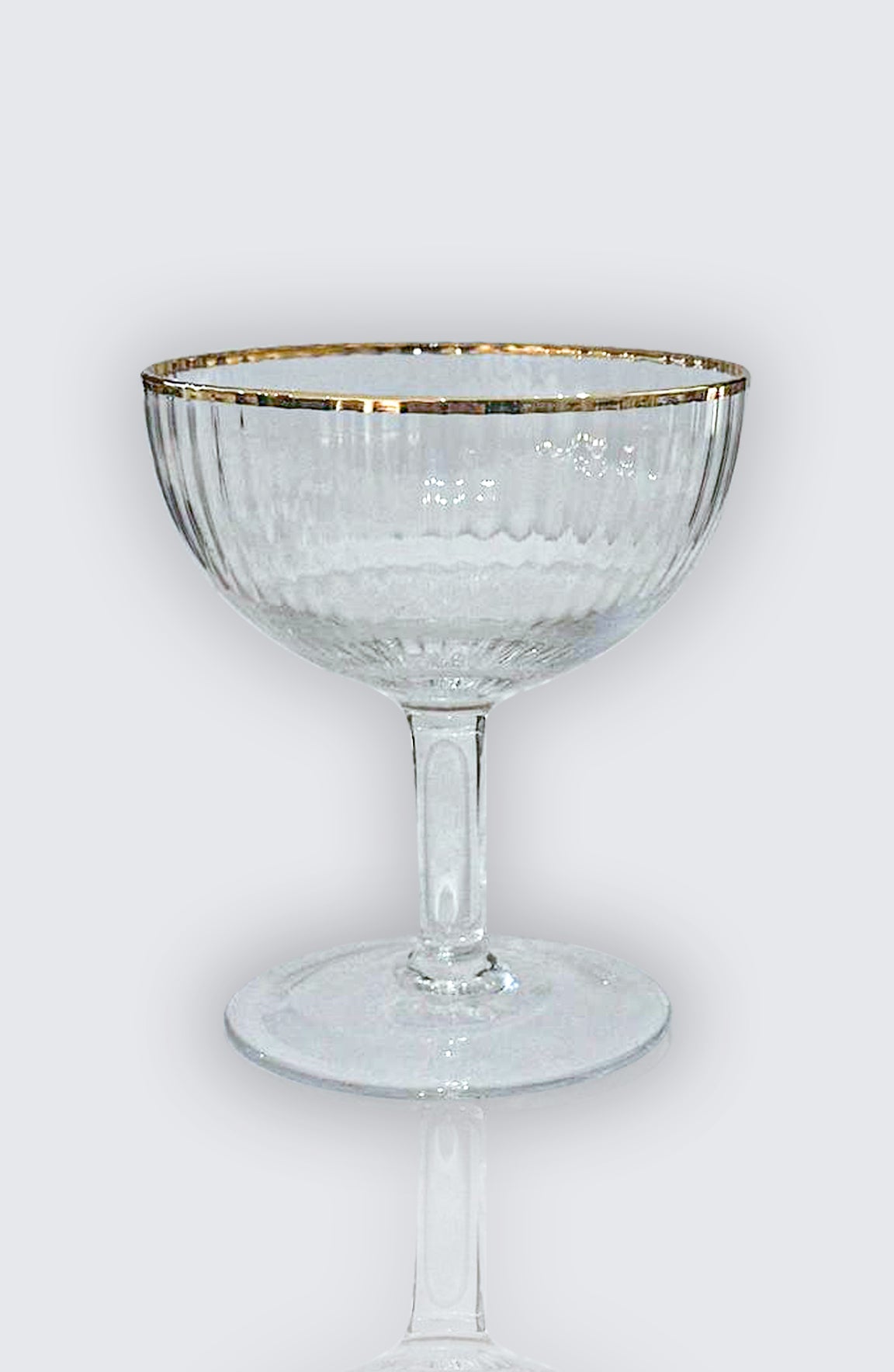 Edith Snifter Gold Rim Clear Ribbed Drinking Glass Set Of