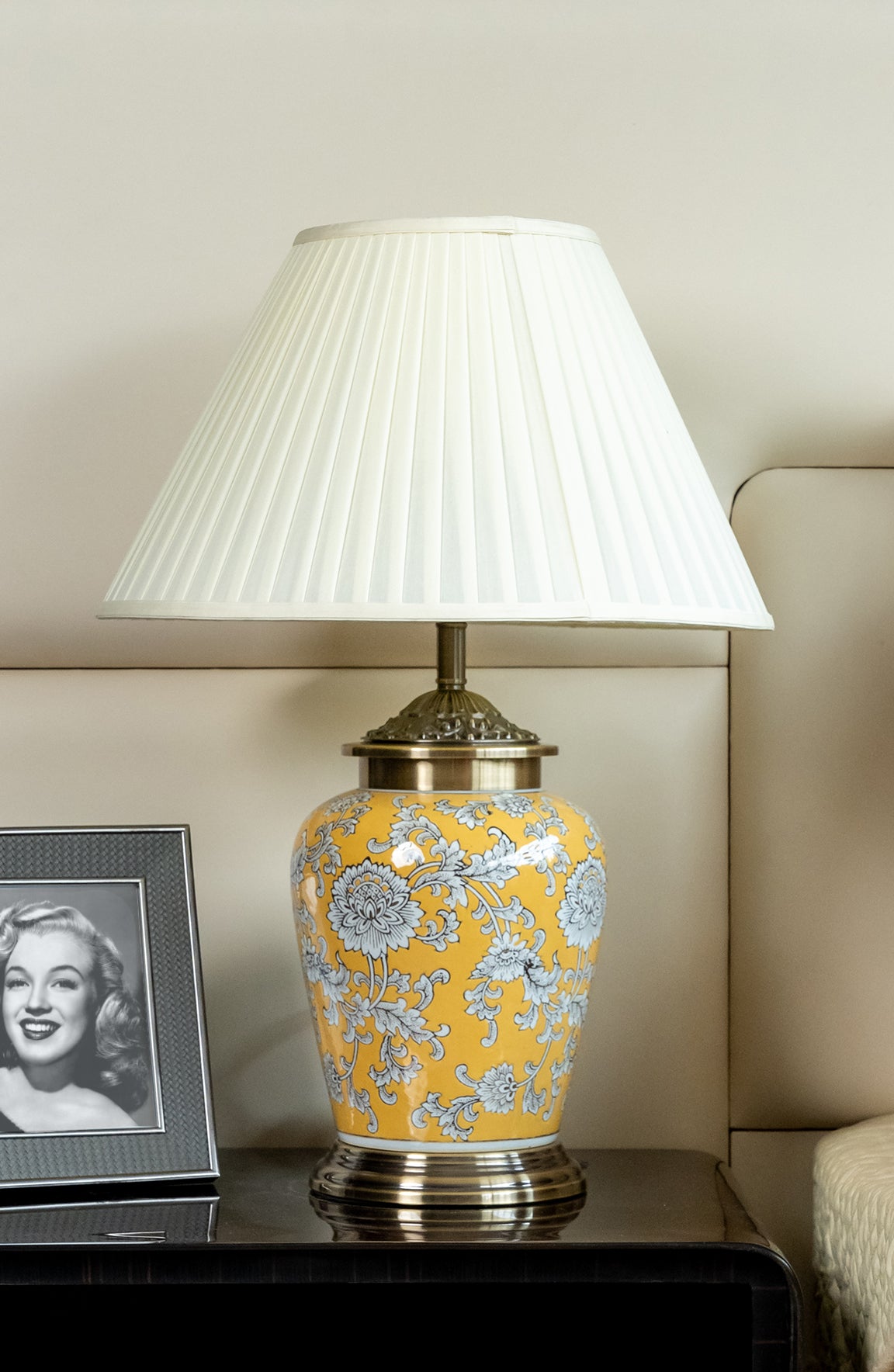 Adrian Yellow Floral Ceramic Table Lamp