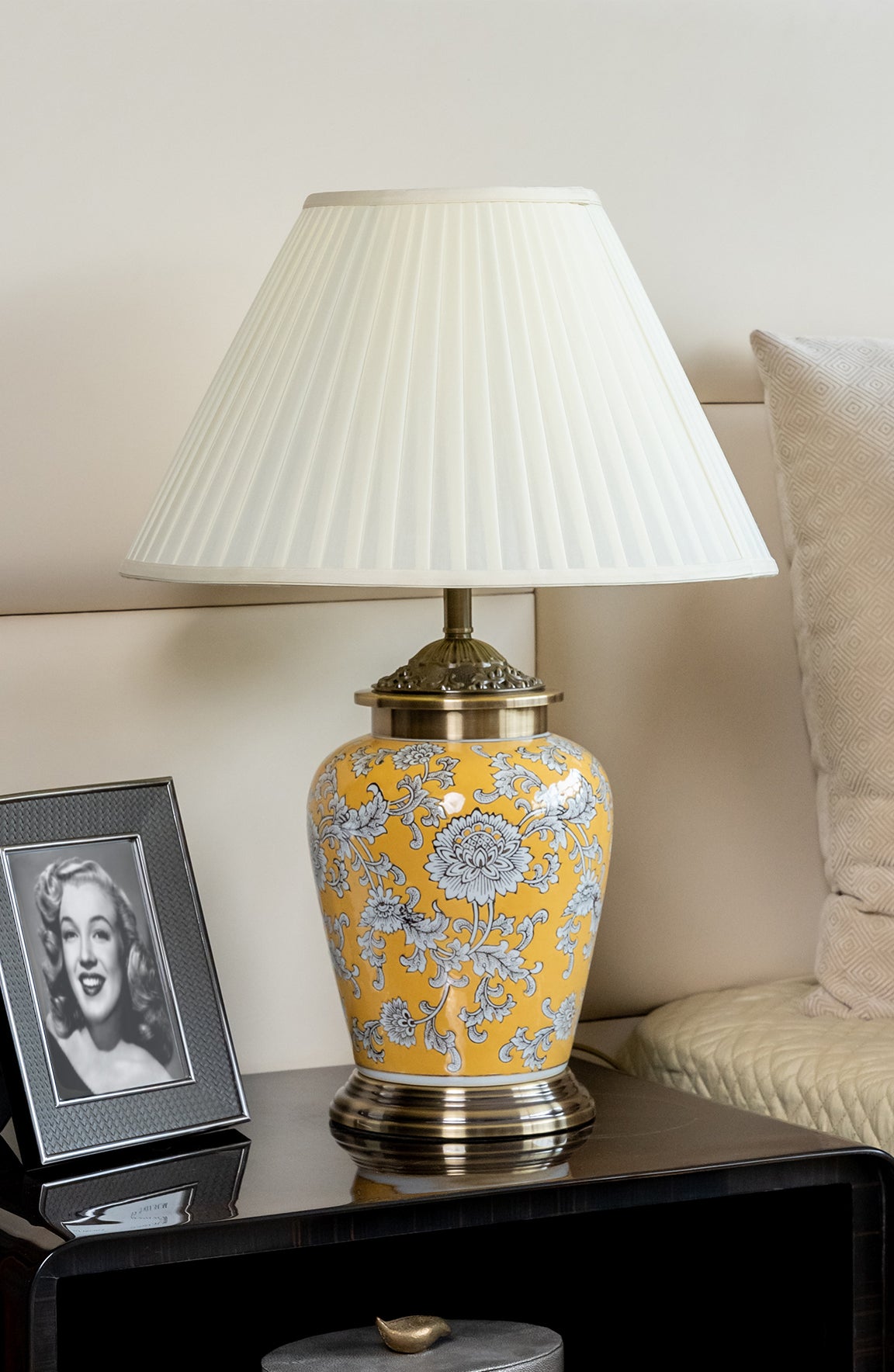 Adrian Yellow Floral Ceramic Table Lamp