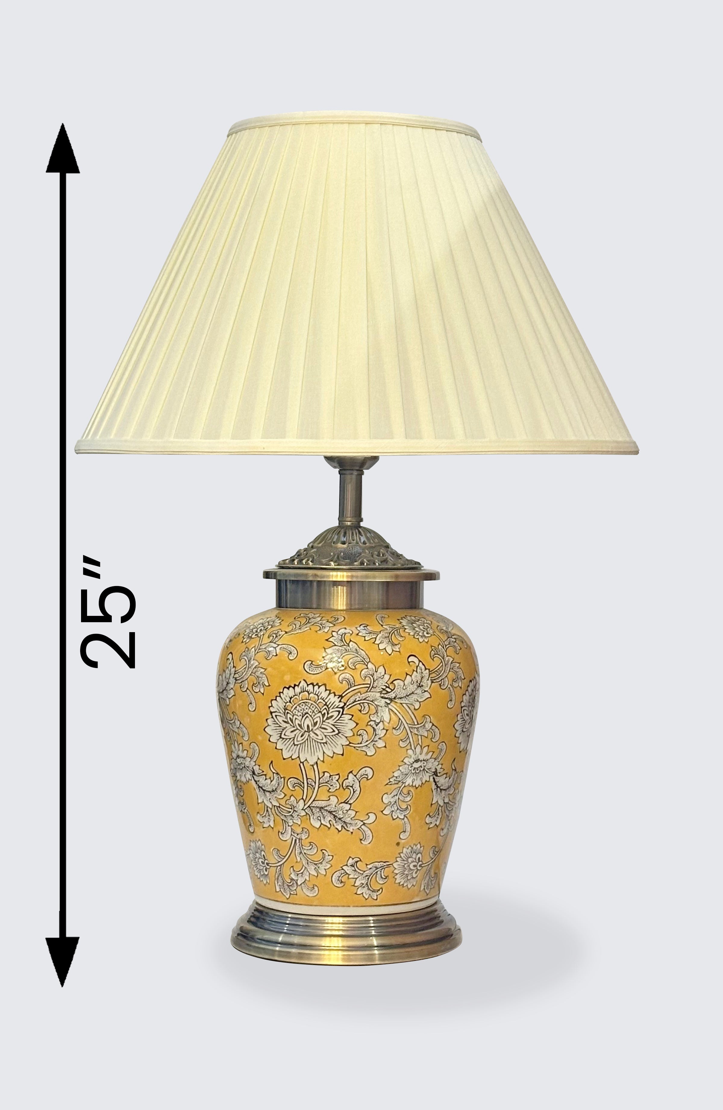 Adrian Yellow Floral Ceramic Table Lamp