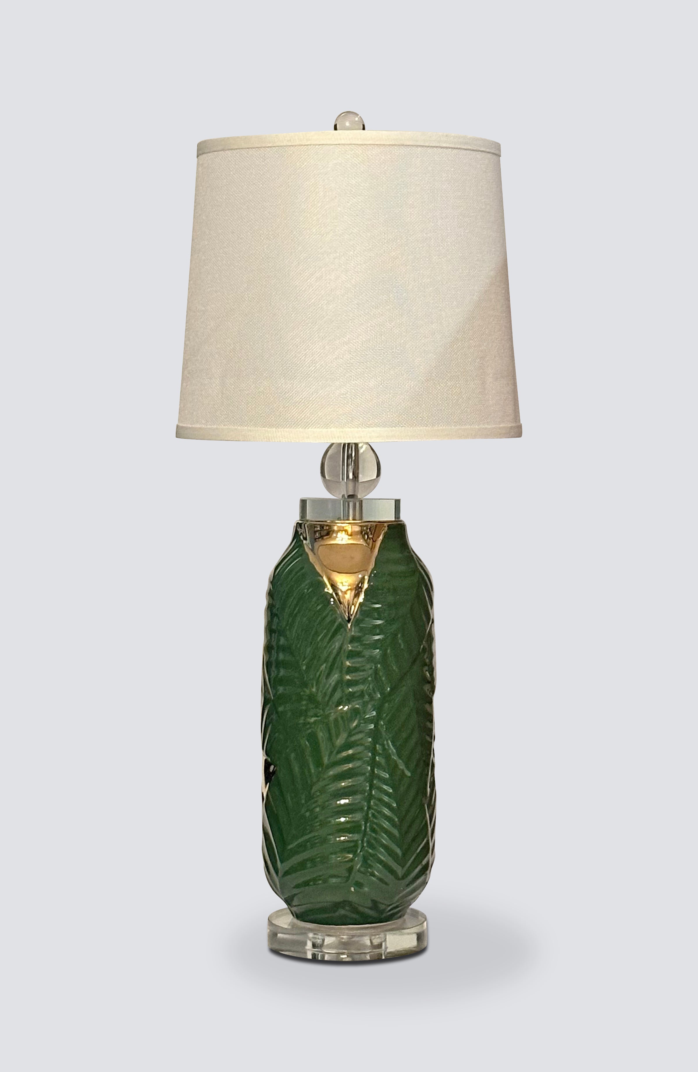 Aiden Green Leaf Texture Ceramic Table Lamp