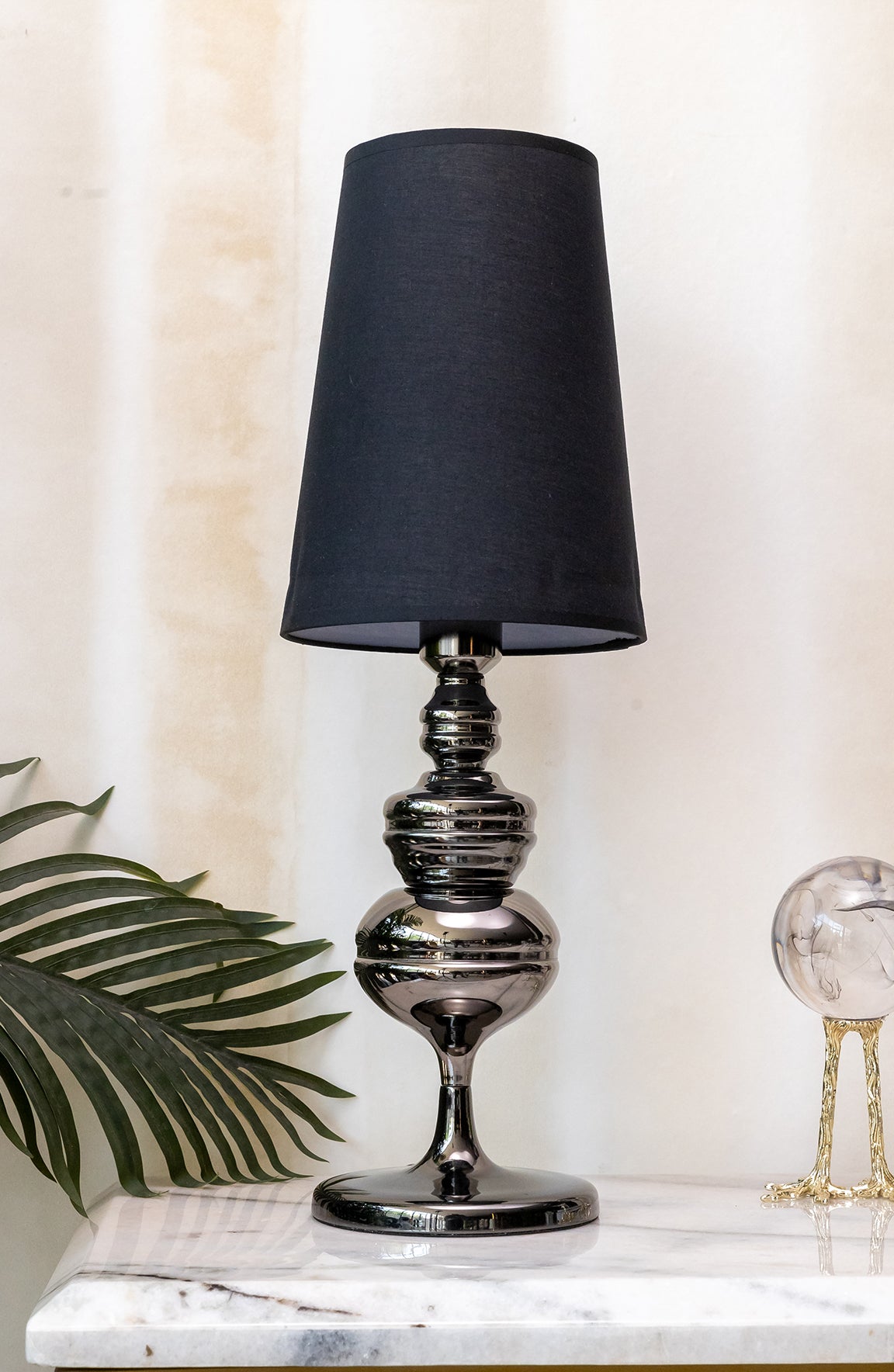 Hayden Black Slim Glass Table Lamp