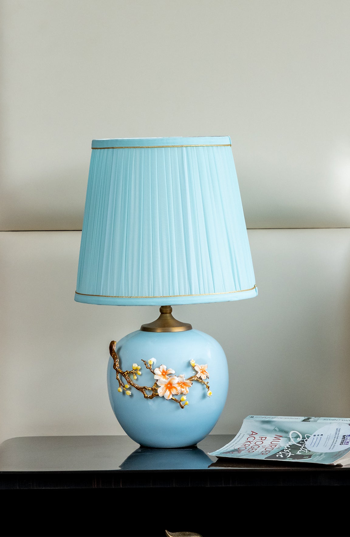 Alice Powder Blue Floral Ceramic Table Lamp